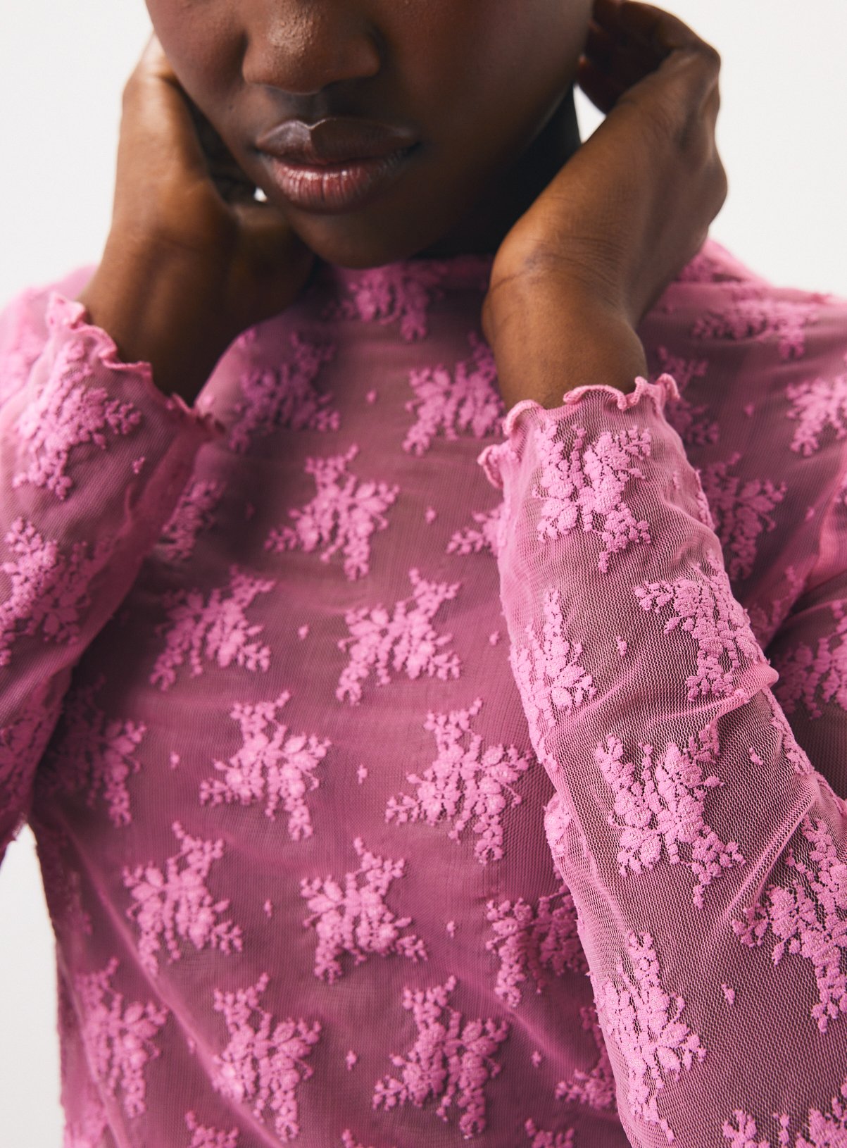 Bright Pink Decadence Lace Second Skin Top 20 - Image 2 thumbnail